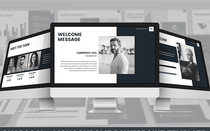 Charcoal - Monochrome PowerPoint template PowerPoint Template