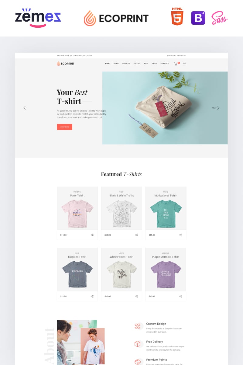 "Ecoprint - Print Store Multipage Clean HTML" 响应式网页模板 #87321 - 截图