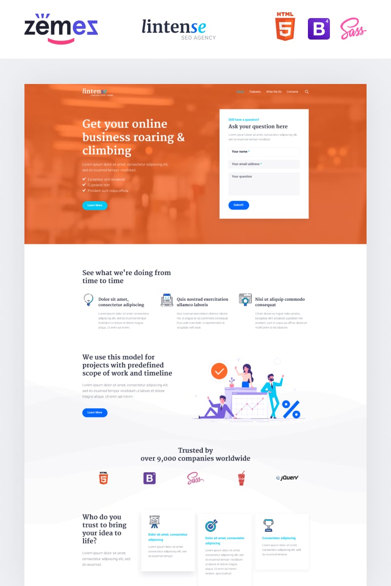 Landing Page Template namens "Lintense SEO Agency - Marketing Agency Creative HTML" #87335 - Screenshot