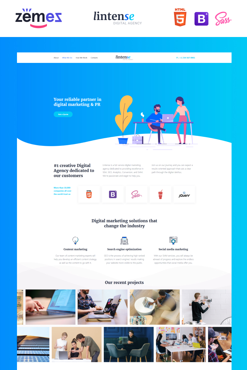 Lintense Digital Agency - Creative HTML Templates de Landing Page №87315 - captura de tela