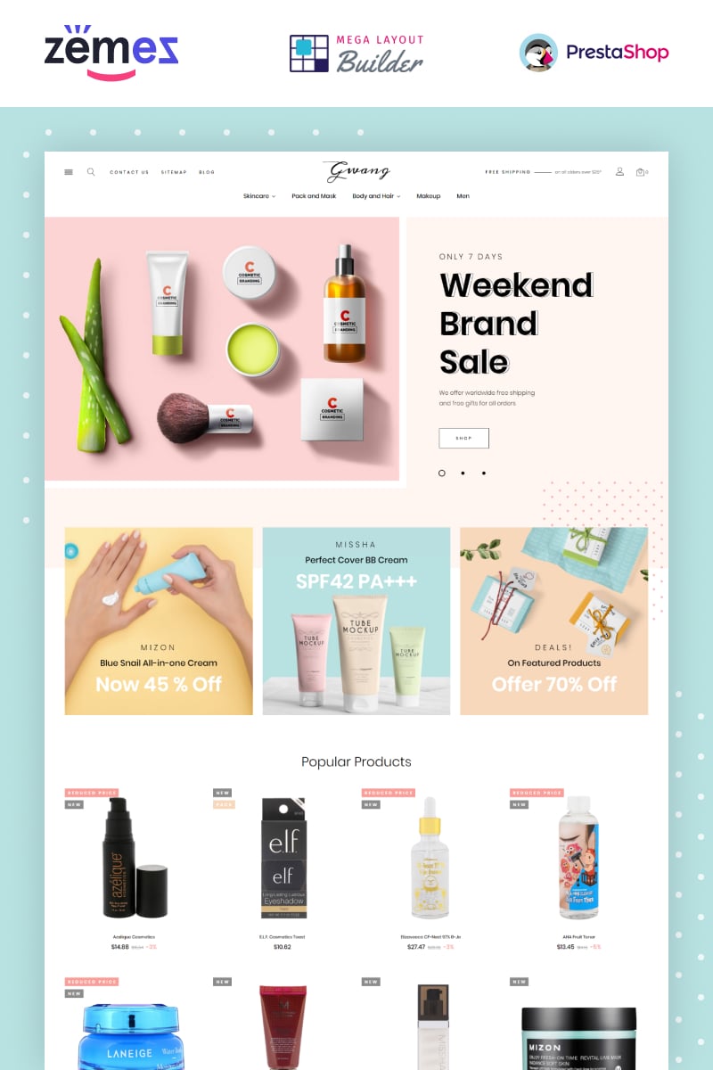 Responsive Gwang - Korean Cosmetics Ecommerce Prestashop #87319