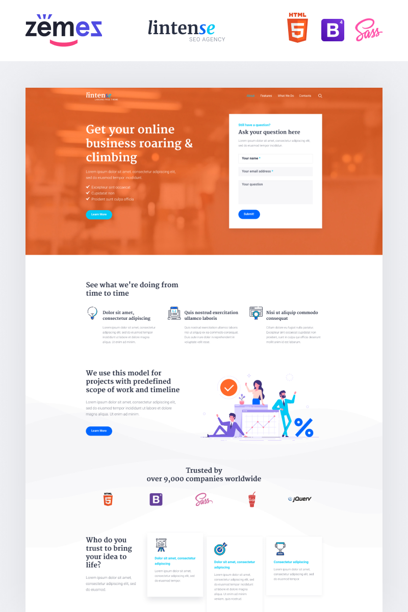Responsive Lintense SEO Agency - Marketing Agency Creative HTML Açılış Sayfası #87335 - Ekran resmi