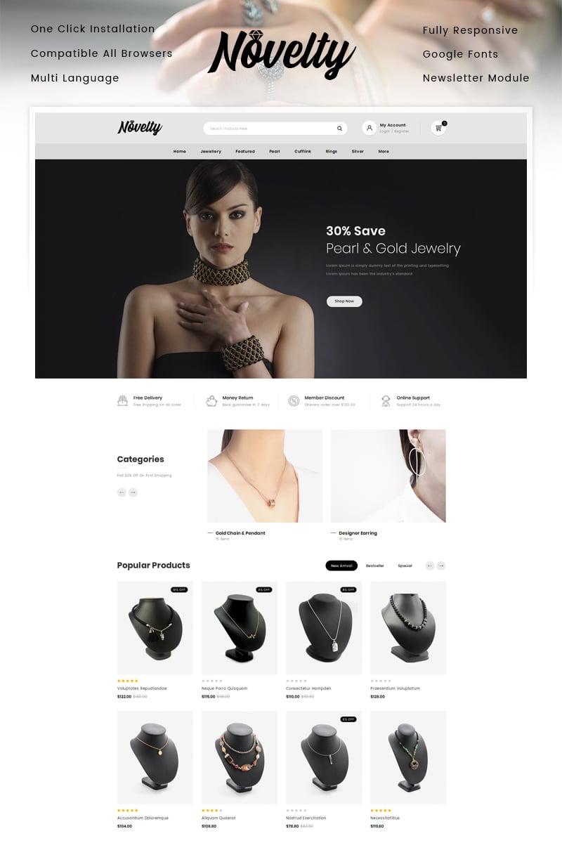 Reszponzív Novelty - Jewelry Store OpenCart sablon 87338