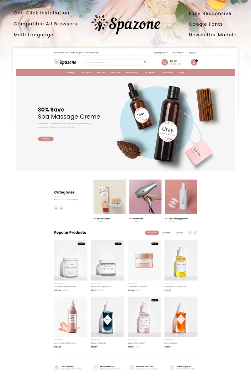 Spazone - Massage Parlour OpenCart Template