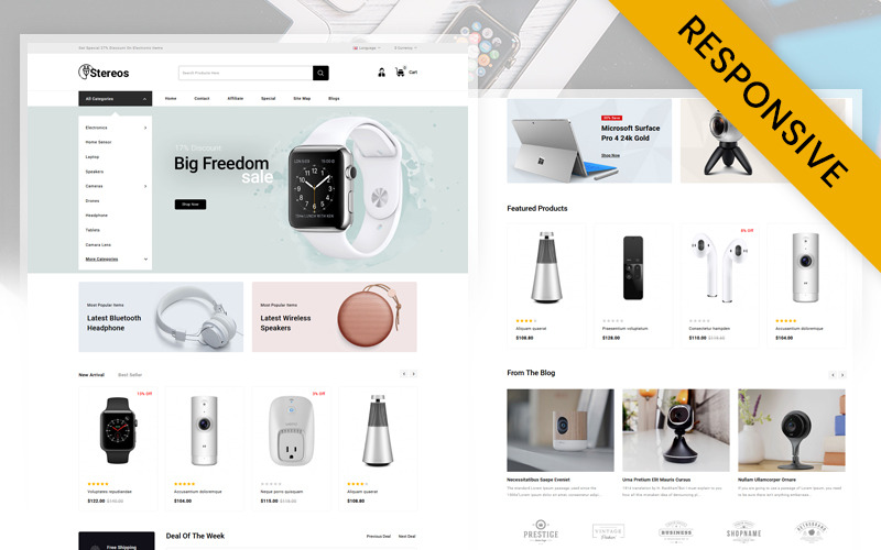 Stereos - Electronics Store OpenCart Responsive Template OpenCart Template