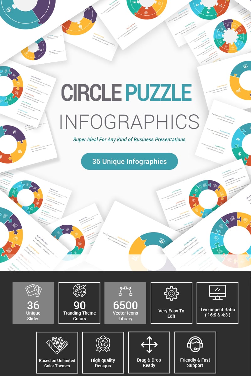 Circle Puzzle Infographics Diagrams Powerpoint Template 87406