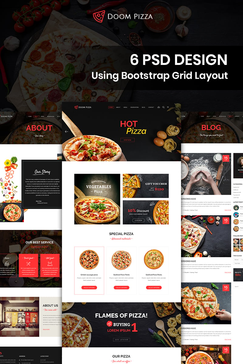 Doom Pizza - Pizza PSD Template #87461