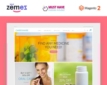 CareShare - Medicine Online Website Magento Theme