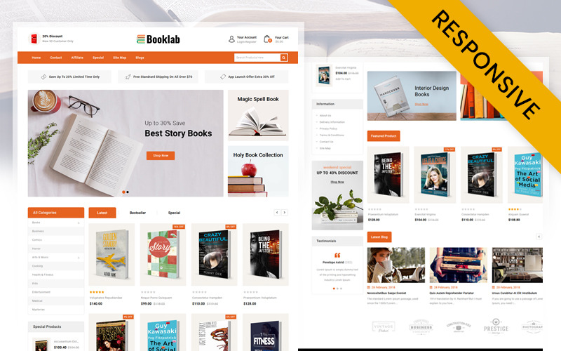 Booklab - Books Store OpenCart Responsive Template OpenCart Template