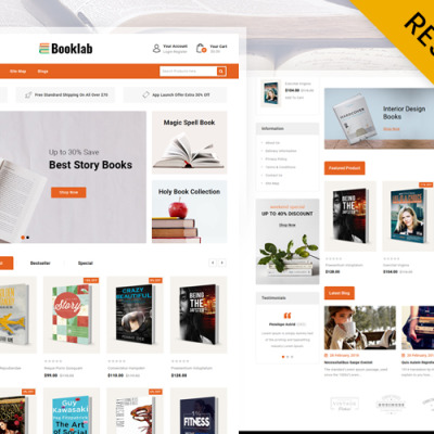 Booklab - Books Store OpenCart Template #87512