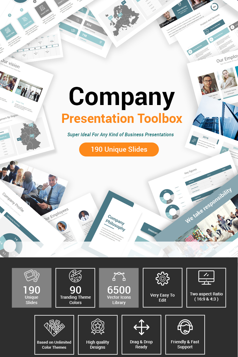 Prémium Company Presentation Toolbox PowerPoint sablon 87603 - képernyőkép