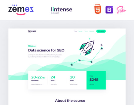 Lintense Course - Education Clean HTML Landing Page Template