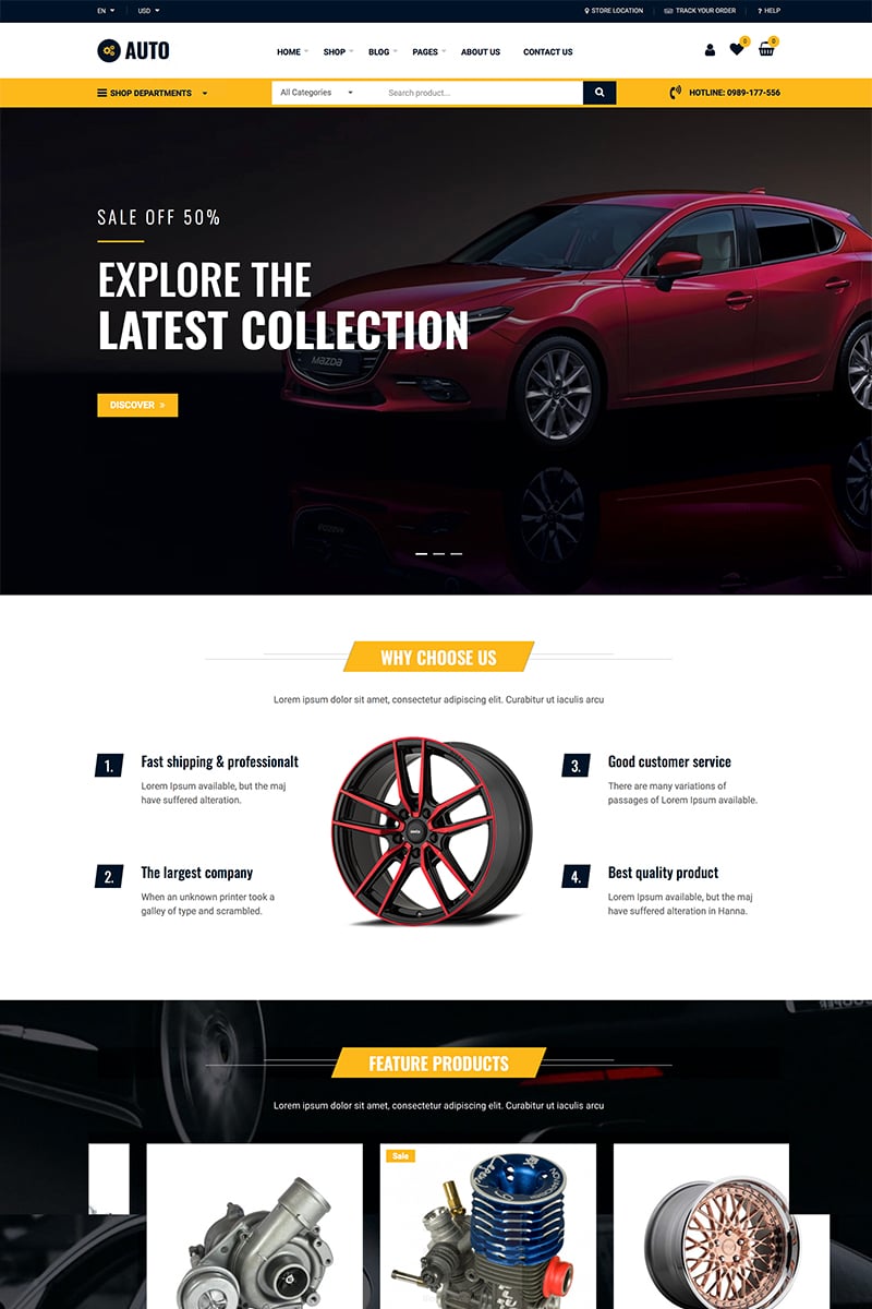 "Auto Repair - Car Mechanic Services" WooCommerce Thema №87742