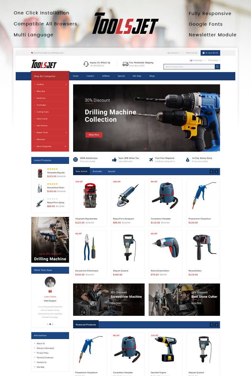 "Toolsjet - Hardware Store" thème OpenCart adaptatif #87794
