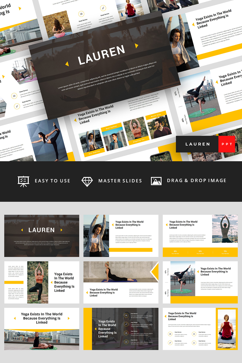 Lauren - Yoga Presentation PowerPoint template