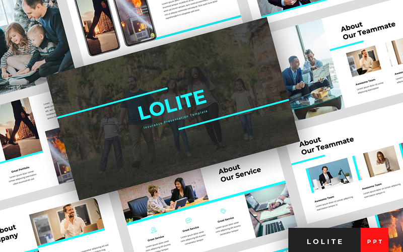 Lolite - Insurance Presentation PowerPoint template PowerPoint Template