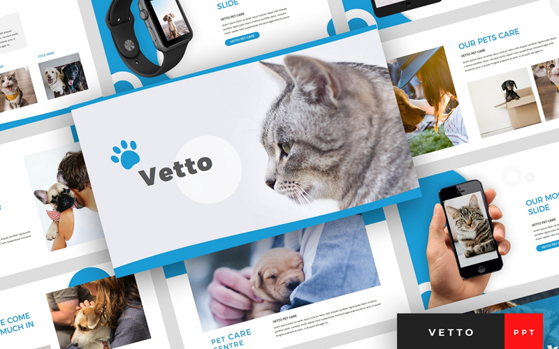 Vetto - Pet Care Presentation PowerPoint template PowerPoint Template