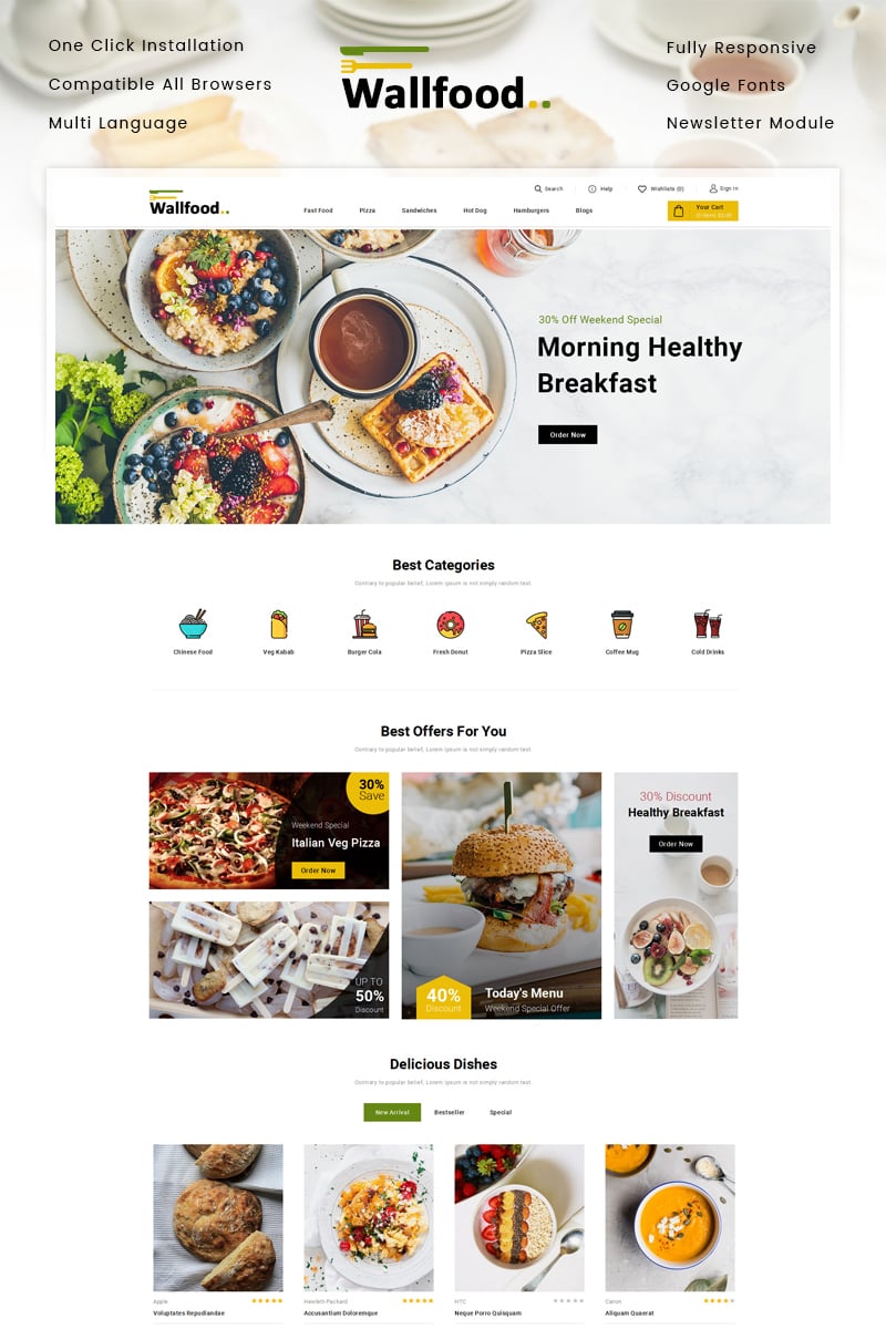 WallFood - Restaurant Store OpenCart Template