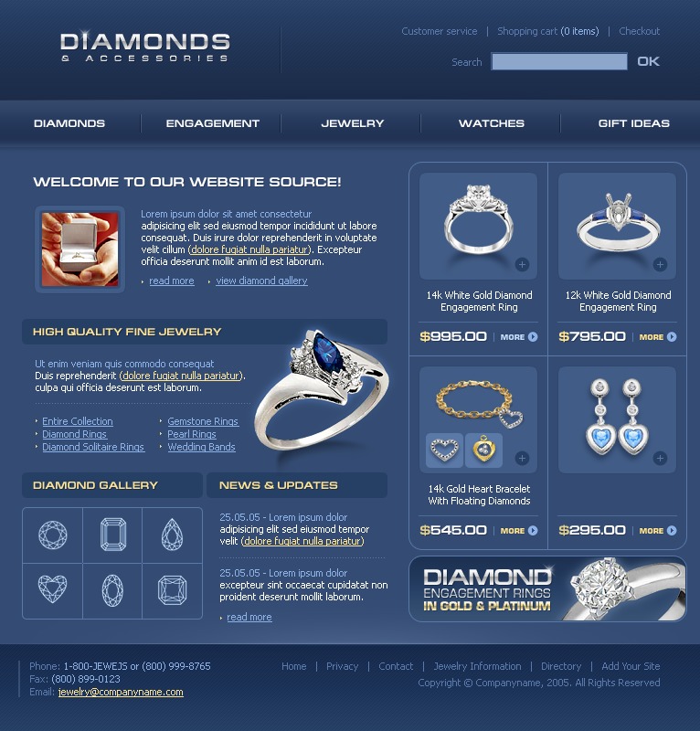 Jewelry Website Template #8859