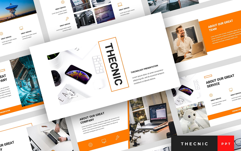 Thecnic - Technology Presentation PowerPoint template PowerPoint Template