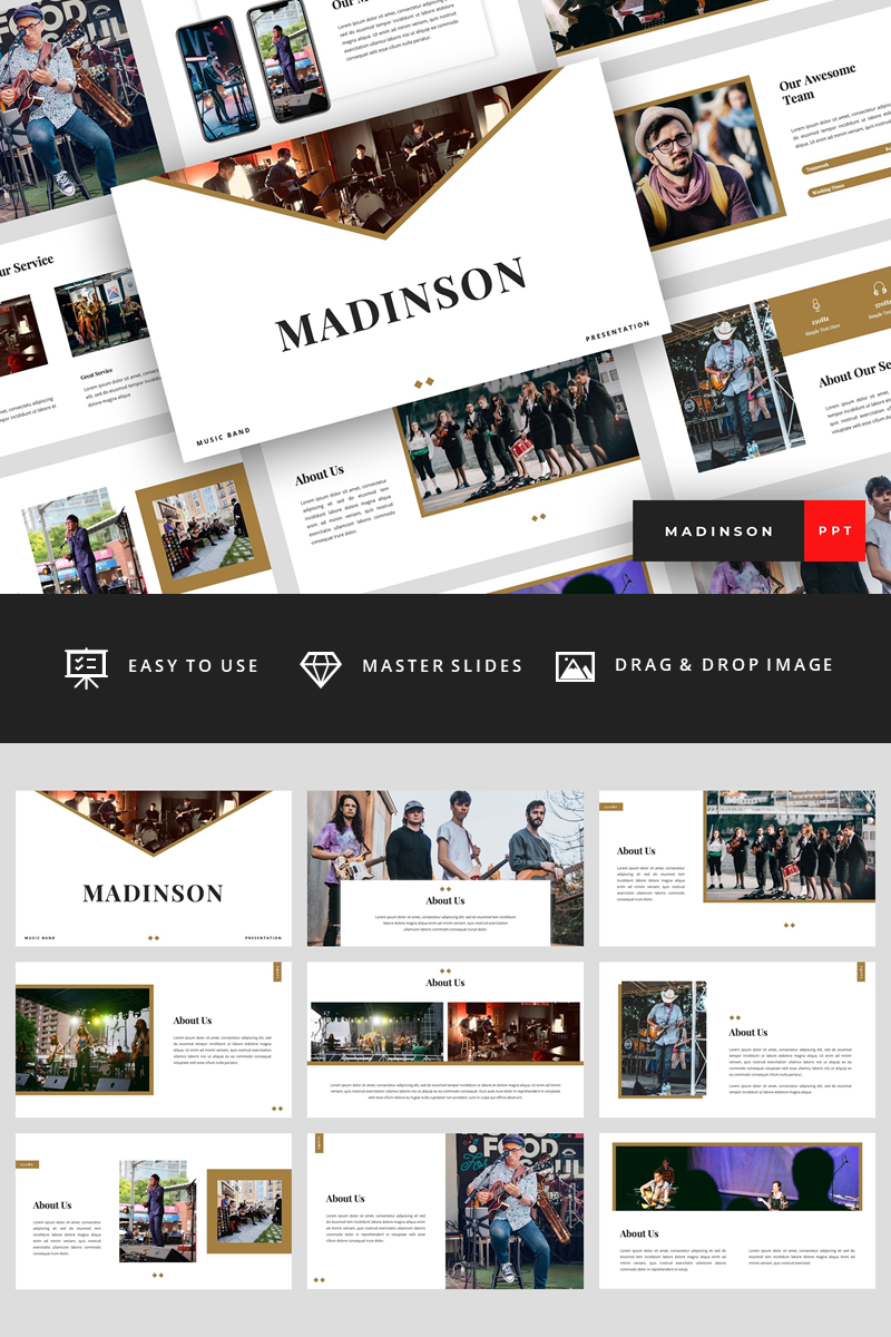 Madinson - Music Band Presentation PowerPoint template