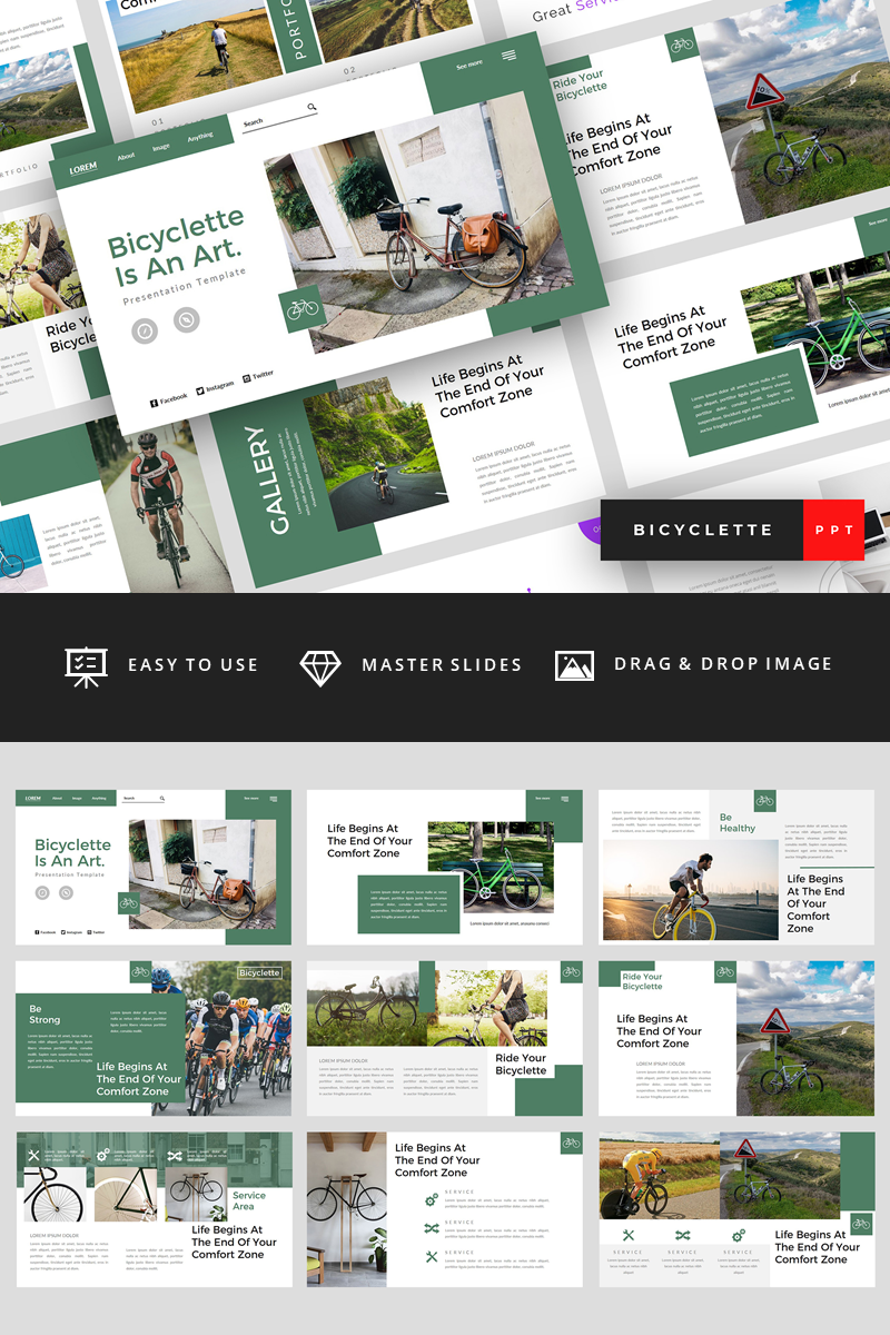 Bicyclette - Bicycle Presentation PowerPoint template