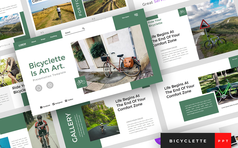 Bicyclette - Bicycle Presentation PowerPoint template PowerPoint Template