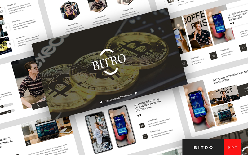 Bitro - Cryptocurrency Presentation PowerPoint template PowerPoint Template