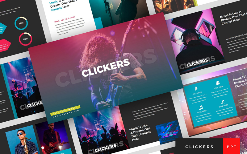 Clickers - Music Band Presentation PowerPoint template PowerPoint Template