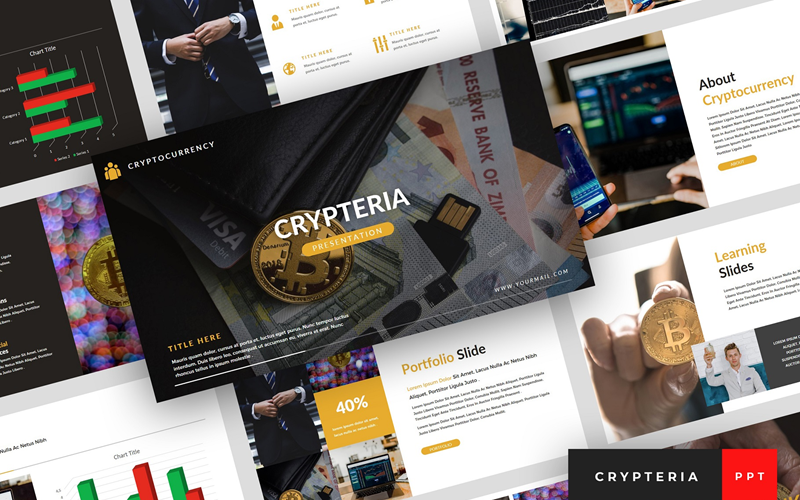 Crypteria - Cryptocurrency Presentation PowerPoint template PowerPoint Template