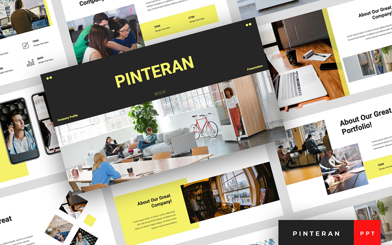 Pinteran - Company Profile Presentation PowerPoint template PowerPoint Template
