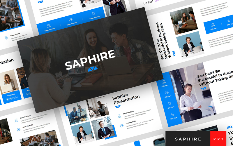 Saphire - Pitch Deck Presentation PowerPoint template PowerPoint Template