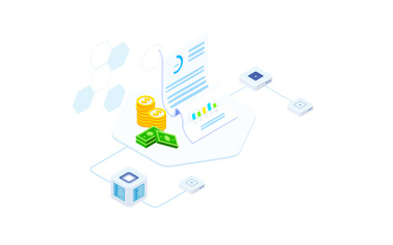 Financial Report on Blockchain Isometric 7 - FV Illustration