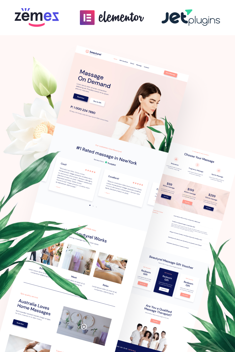 Beautyrel - Relaxing Massage Therapy Tema WordPress №88383 - captura de tela