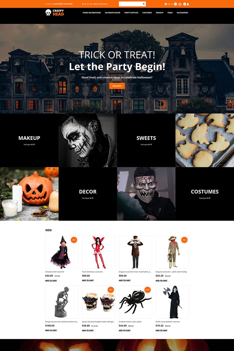 "Creepy Head - Halloween Store" - MotoCMS інтернет-магазин №88349