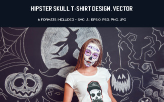 Hipster Skull Design. Vector SVG - T-shirt Design