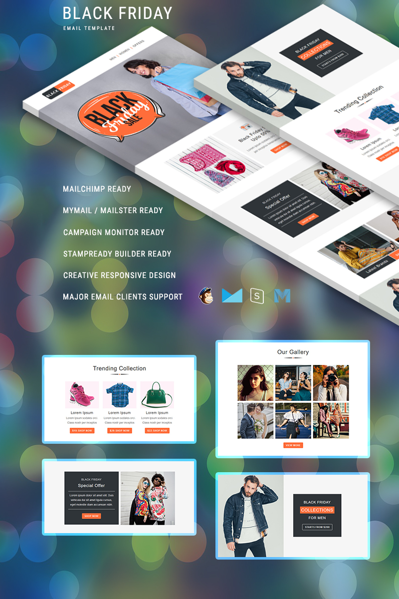 Plantilla De Boletín De Noticias "Black Friday – Multipurpose Responsive" #88374 - captura de pantalla