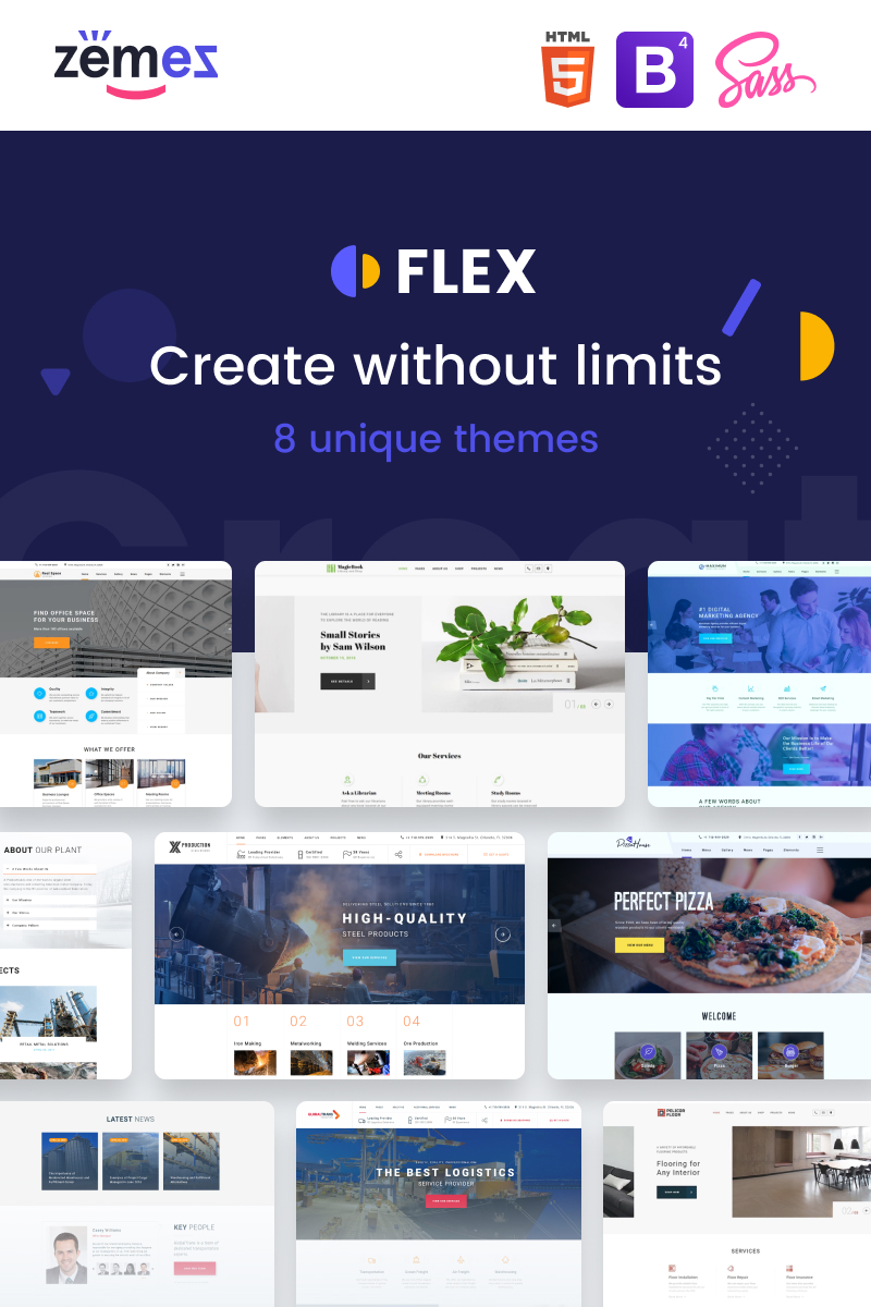 Responsive Flex - Universal Multipurpose Creative HTML Web Sitesi #88389 - Ekran resmi