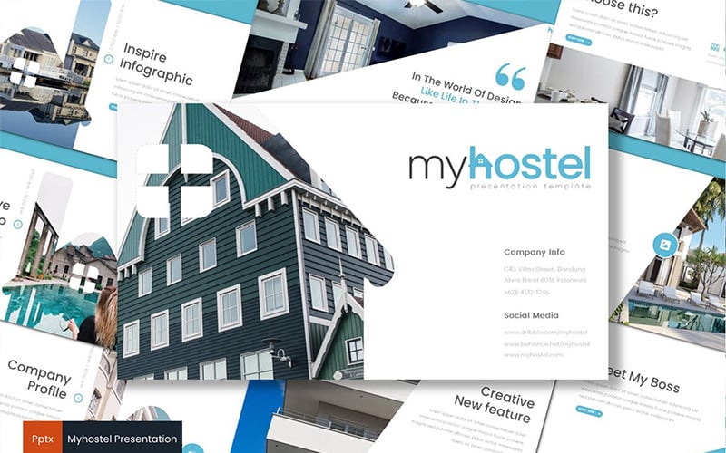 Myhostel PowerPoint template PowerPoint Template