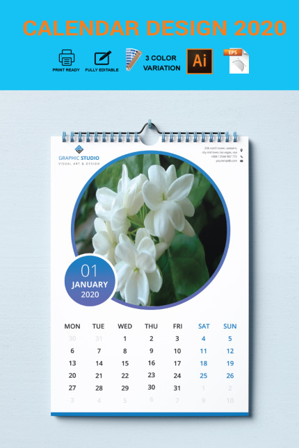 Template #88589 Calendar 2020 Webdesign Template - Logo template Preview