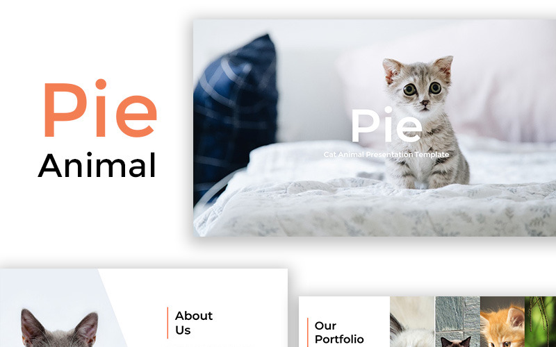 Pie - Cat Animal PowerPoint template PowerPoint Template