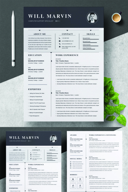Template #88697 Page Resume Webdesign Template - Logo template Preview