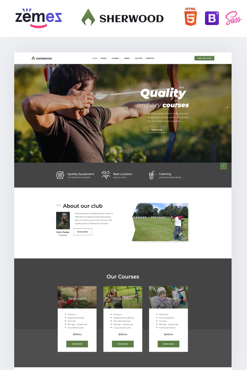 Plantilla Web "Sherwood - Archery Multipage Clean HTML" #88638