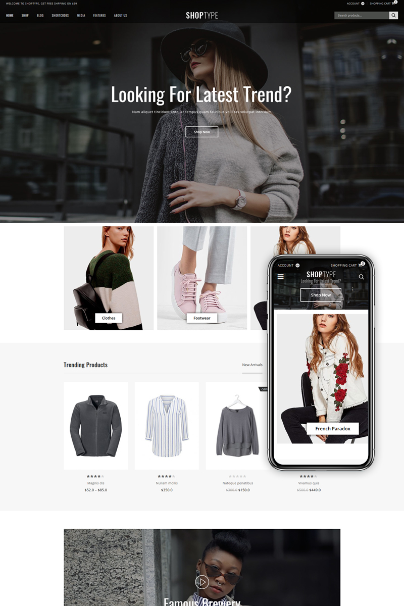 WooCommerce Theme namens "ShopType - Fashion Store" #88778