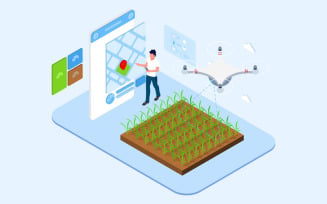 Automatic Watering with Drones Isometric 4 - T2 - Illustration