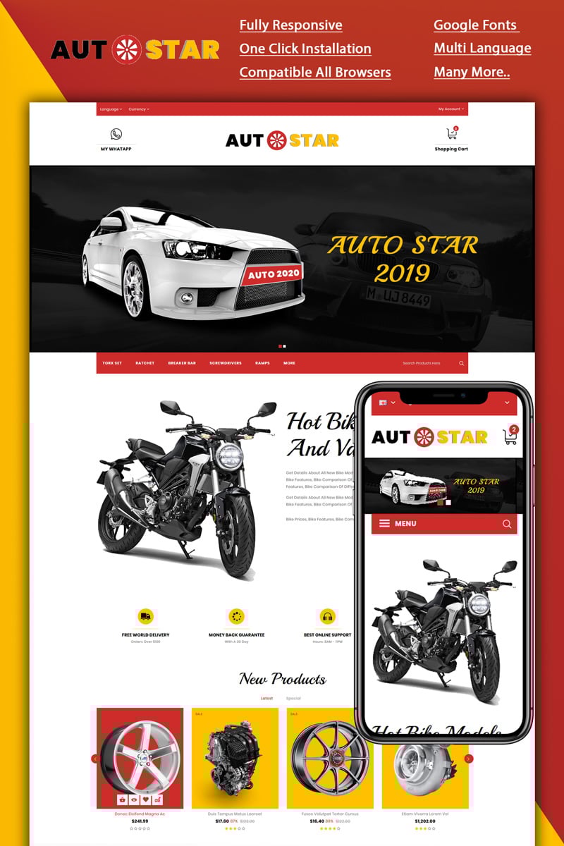 Plantilla OpenCart "Autostar -Carparts Store" #88848