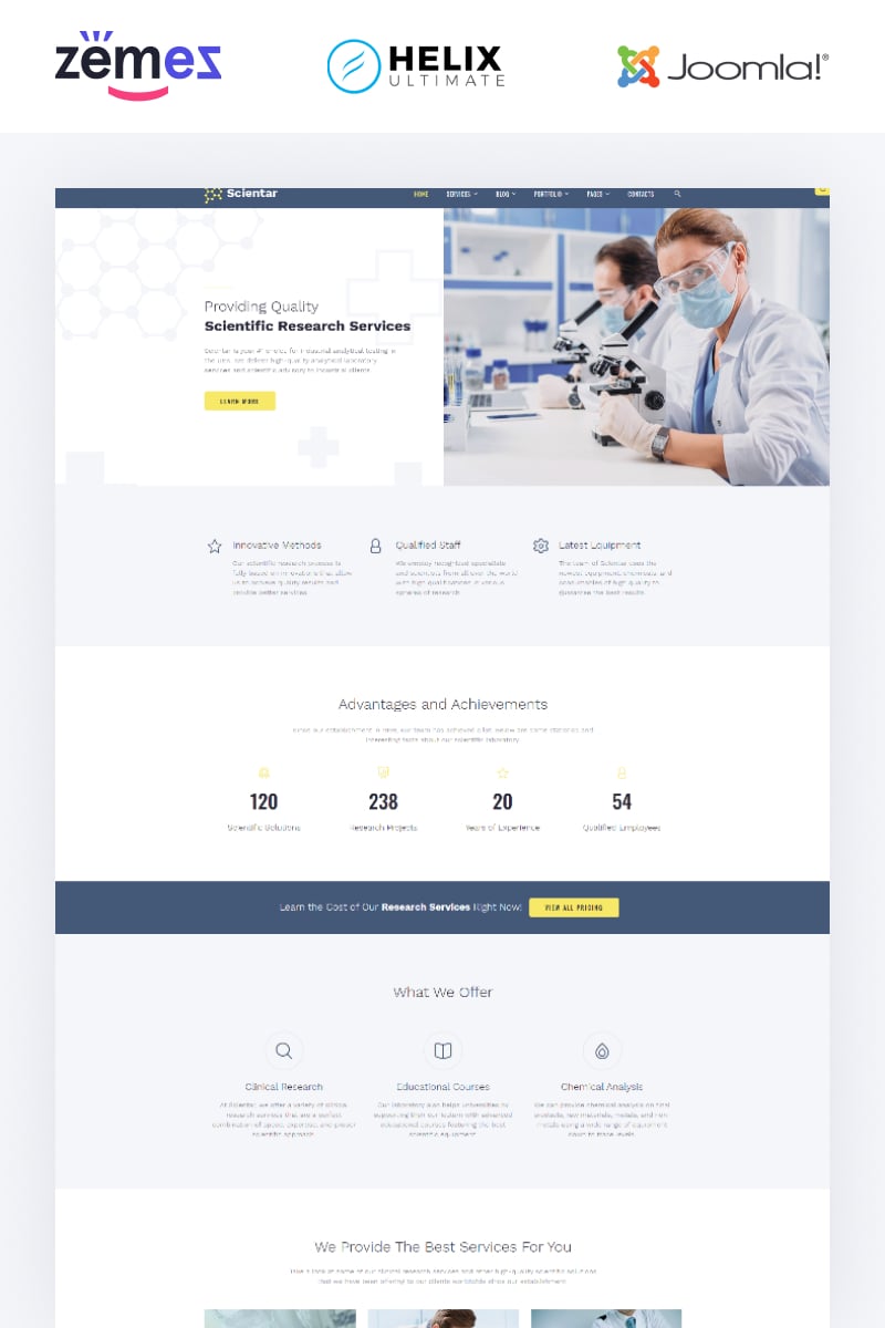 Plantilla Joomla "Scientar - Science Lab Multipage" #88910