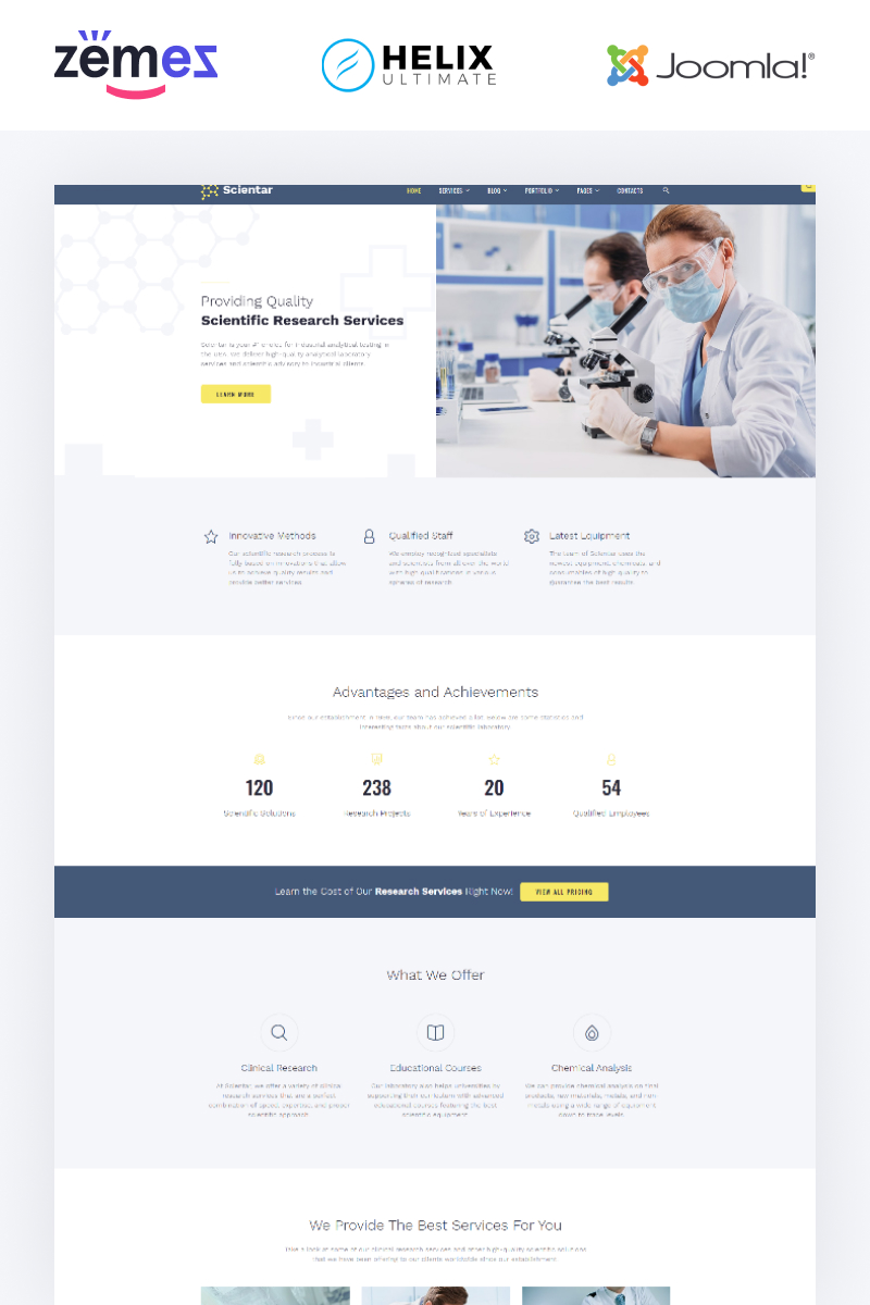 "Scientar - Science Lab Multipage" 响应式Joomla模板 #88910
