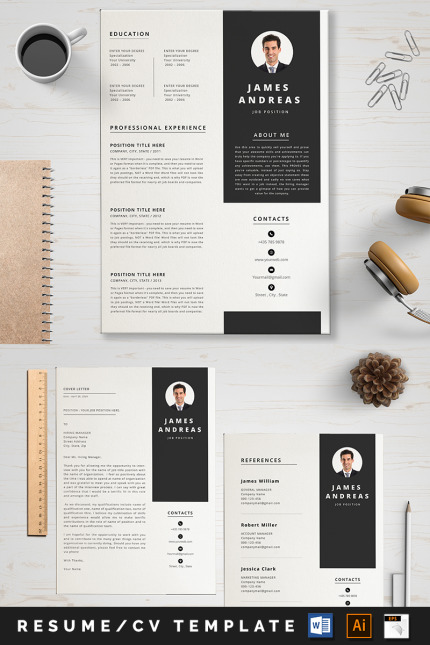 Template #89007 A4 Resume Webdesign Template - Logo template Preview