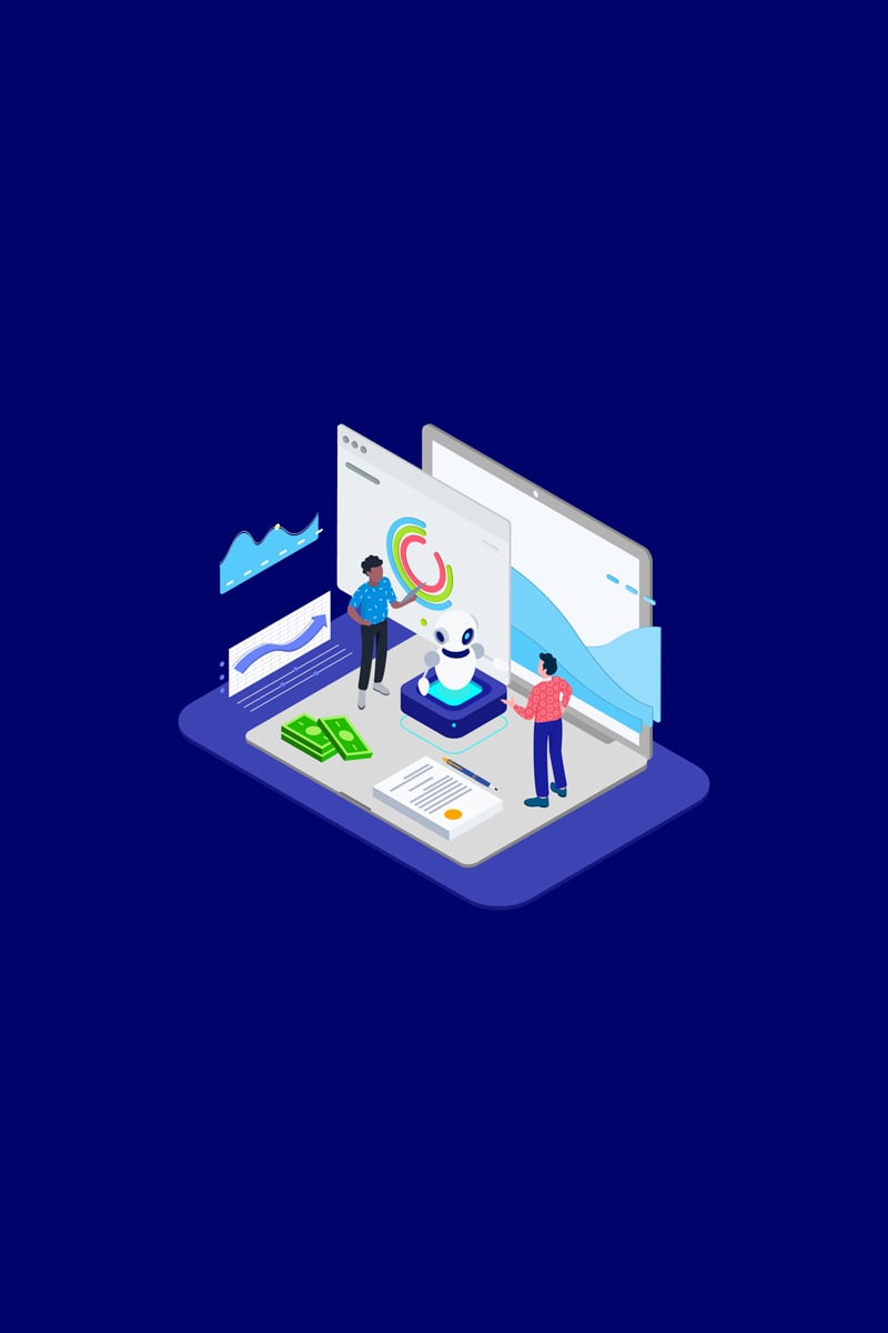 Communication with Cilent by AI Isometric 1 - T2 Illustration - screenshot
